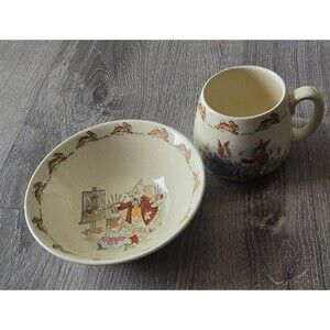 BUNNYKINS 2 pc. Royal Daulton Fine Bone China Cup & Bowl ~ Easter